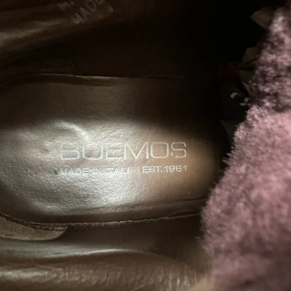 Boemos Genuine Shearling Women's Boots Leather Lace Up Fold Down Size 39